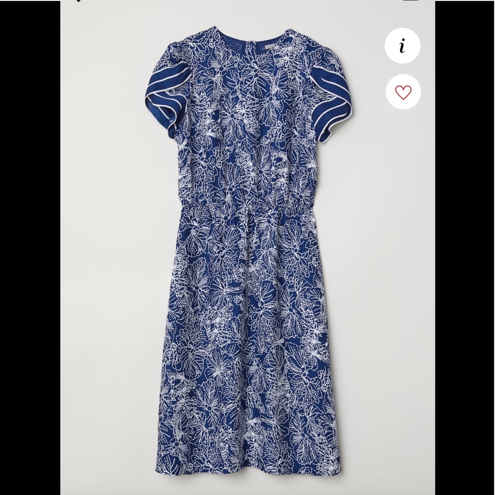 ISO - H&M Dark Blue Patterned Silk Dress Sz 4